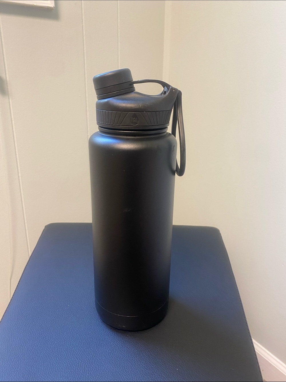Matte Black Insulated Water Bottle with Carry Handle